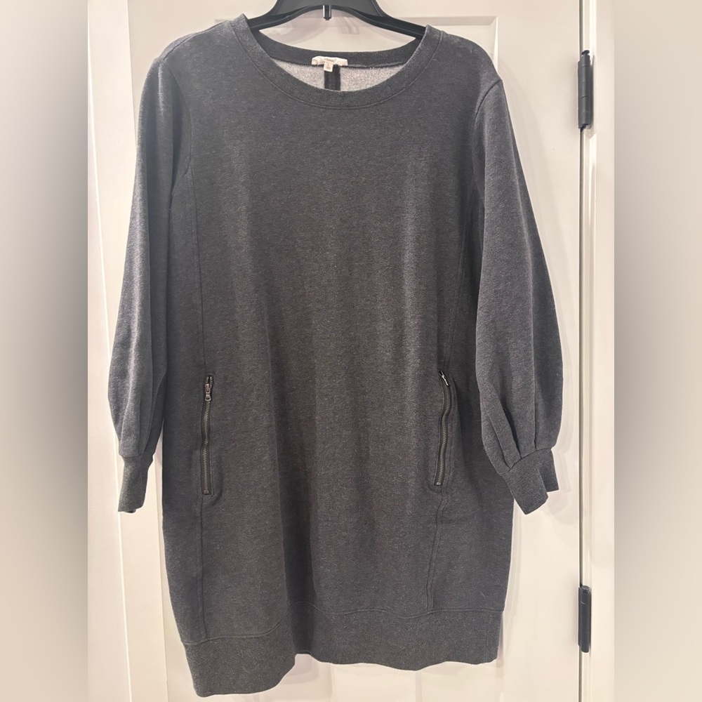 Loft Long Sleeve Sweatshirt Dress with Zipper Pockets